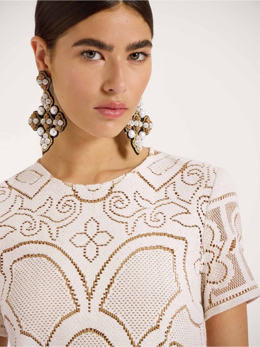 La DoubleJ. Lacey Mini Swing Dress in Solid White Smoke in Embroidered Cotton XS - Picture 2 of 16